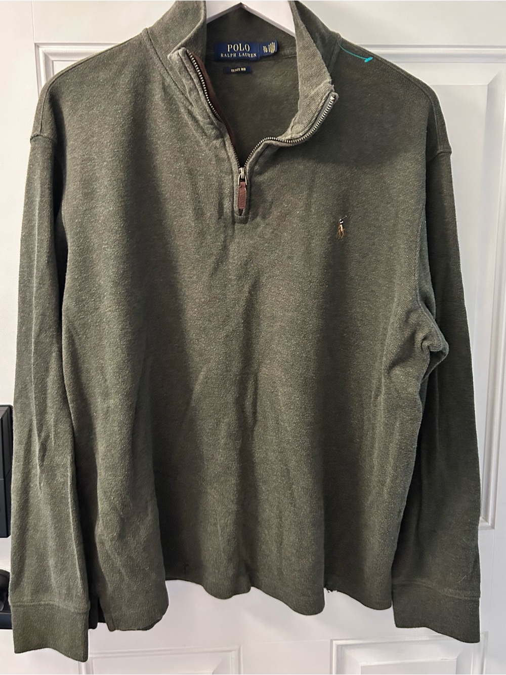Ralph Lauren Olive Green Quarter-Zip Polo Pullover